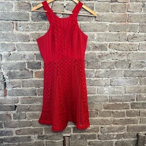 Chelsea28 Vibrant Red Lace Mini Dress